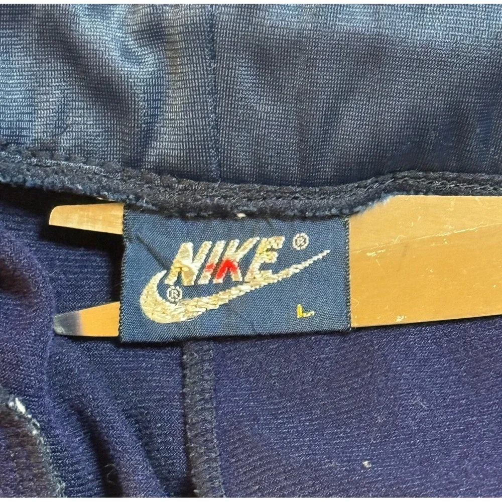 Vintage Nike Satin Blue 80's Outdoor Casual Skater Track Sweat Pants Men L 34x32